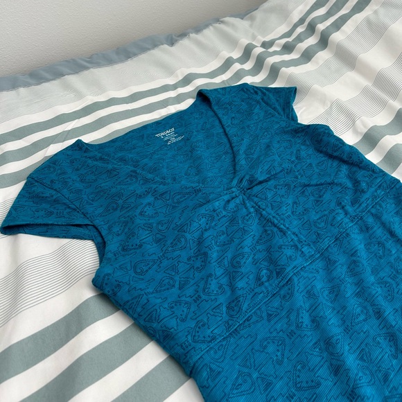 Toad&Co turquoise patterned v neck dress - Picture 3 of 4